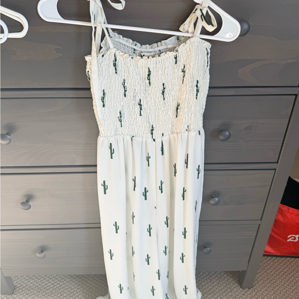 Show Me Your MuMu White and Green Cactus Jumpsuit